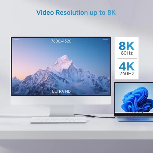 Vista 3 de Cable Matters [Diseñado para Microsoft Surface] Adaptador USB C a DisplayPort 1.4, soporta 4K @240 Hz, 8K @60 Hz, HDR, compatible con Surface