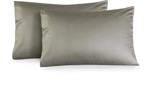 Vista 12 de Royal Tradition Juego de 2 fundas de almohada de viscosa de bambú, juego de 2 fundas de almohada estándar/Queen, color beige sólido, súper suave