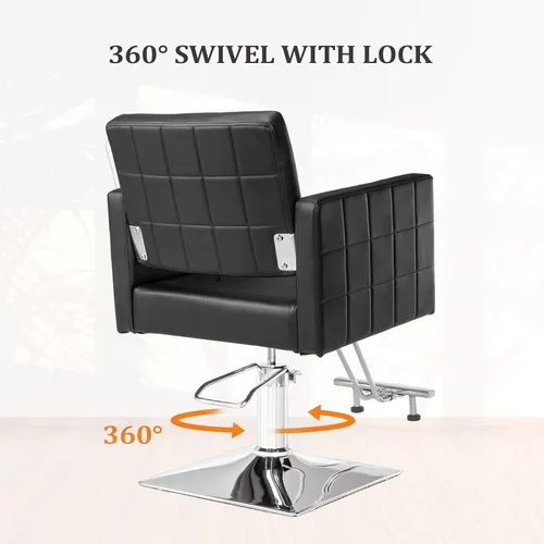 Vista 7 de Bonnlo Silla de peluquería para estilista de peluquería de asiento ancho, silla de peluquería hidráulica con reposapiés de acero inoxidable, silla
