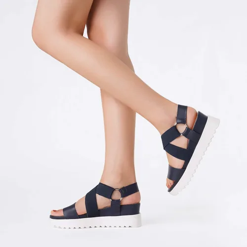 Vista 7 de DREAM PAIRS - Sandalias de plataforma con tacón de cuña, punta abierta y correas en el tobillo para mujer