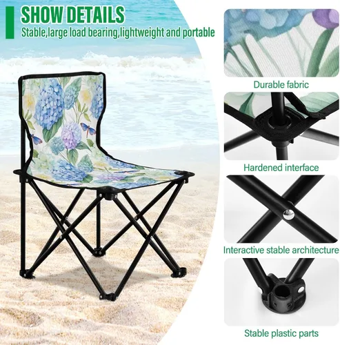 Vista 5 de Hortensias plegables al aire libre Sillas de camping de mariposa para adultos Silla de camping portátil Silla de césped ligera 202a5208