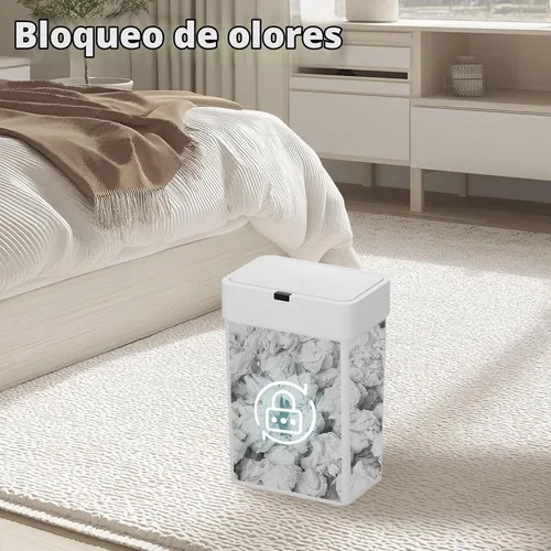 Vista 8 de ELPHECO Basurero de baño con tapa, paquete de 2 botes de basura automáticos, 2.5 galones + 4 galones con sensor de movimiento inteligente