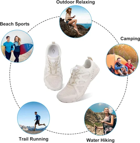 Vista 7 de Lefflow Zapatos de agua de senderismo para mujer, minimalistas, para playa, piscina, caminar, zapatos deportivos Caja de punta ancha