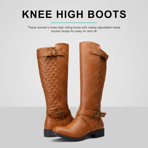 Vista 3 de Jeossy Botas de equitación de 50 hasta la rodilla para mujer con hebilla de metal