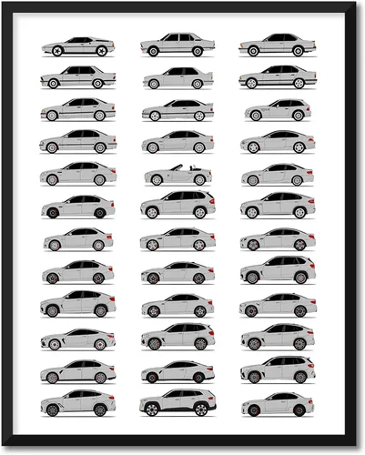Vista 20 de Custom Car Posters Póster hecho a mano compatible con BMW M Car Poster Print Wall Art Decor of all BMW M Power Cars M3, M4, M5, M2, M6, M1 y más
