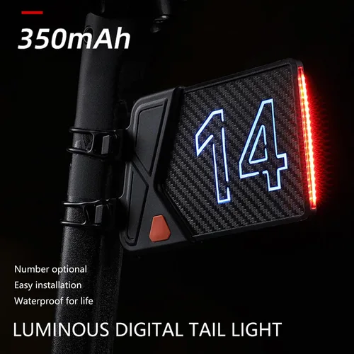 Vista 2 de Bike License Plate Light Bicycles Tail Lights Outdoor Cycling Warning Taillight with Fast Charging Easy to Use