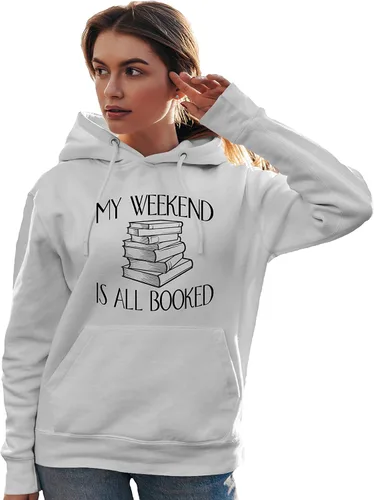 Vista 18 de Go All Out My Weekend Is All Booked Funny Book Reading Lover - Sudadera con capucha para hombre y mujer Negro