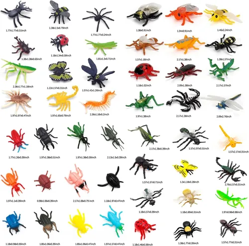 Vista 2 de YOOHUA 48 piezas de minijuguetes de insectos falsos de plástico para niños pequeños, regalos de fiesta de cumpleaños de Halloween, regalos de Pascua