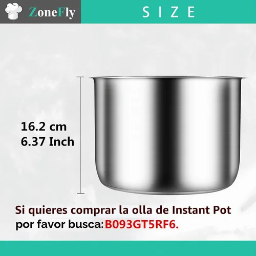 Vista 4 de Olla a presión XL de 6 cuartos de repuesto, olla interior de acero inoxidable compatible con olla a presión de 6 cuartos PPC770 PPC771 PPC770-1 PRO