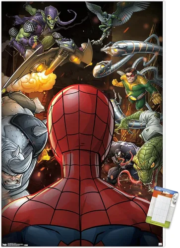 Vista 14 de Trends International Marvel Comics - Póster de pared de Spider-Man - Villains, 14.725 x 22.375 pulgadas, versión enmarcada de madera de granero