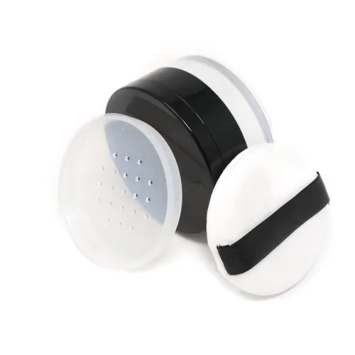 Vista 2 de Honbay Contenedor de polvo de maquillaje reutilizable vacío con esponja de polvo, tamiz y espejo, contenedor compacto de plástico para polvo suelto