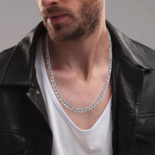 Vista 3 de Jewlpire Cadena de plata de oro para hombres y niños, cadena chapada en oro de 14 quilates, cadena Figaro genial para hombres y niños, cadena