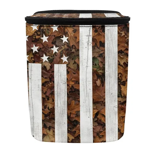 Vista 7 de Talayituse Cubo de basura portátil con estampado de camuflaje de bandera estadounidense, accesorios interiores de vehículos multifuncionales