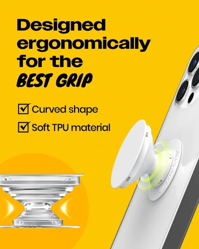 Vista 4 de OnTheGrip - Soporte plegable para teléfono móvil con diseño de concha de mar natural en forma de corazón para teléfono inteligente, tableta