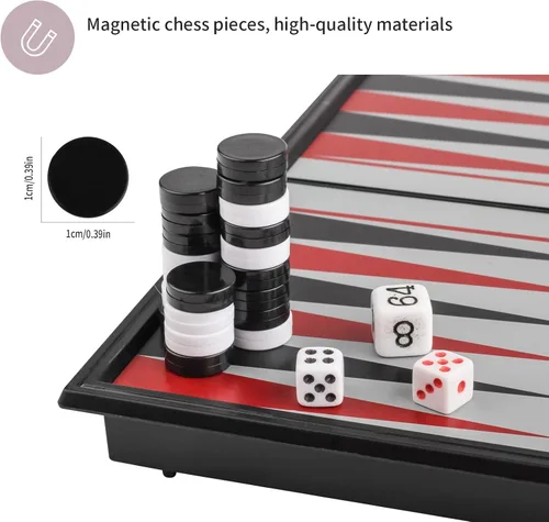 Vista 7 de Andux Juego de mesa portátil de backgammon magnético plegable CXSLQ-01 (S) 2205