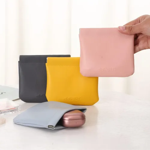Vista 3 de Mini monedero de cuero para mujer, cambios, tarjetero, bolsa pequeña, 3 Colores, Portatarjetas Mini Monedas