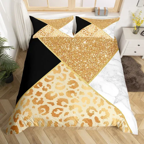 Vista 8 de Manfei Juego de funda de edredón de piel de animal, tamaño individual, funda de edredón con estampado de cebra de leopardo con 1 funda de almohada