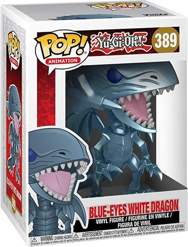 Vista 3 de Yu-Gi-Oh! - Figura de vinilo con diseño de ojos azules y dragón blanco Funko Pop! (paquete con funda protectora compatible con POP Box), multicolor