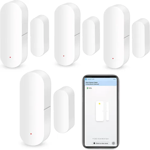 Vista 10 de Sensor WiFi para puerta y ventana: sensor de contacto inalámbrico con alertas de notificación de aplicaciones gratuitas, sensor de puerta