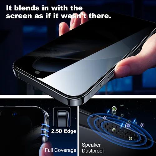 Vista 6 de WSKEN Protector de pantalla de privacidad para iPhone 14 Pro Max – [Eliminación automática de polvo] Pantalla de cobertura completa 2.5D Edge 28