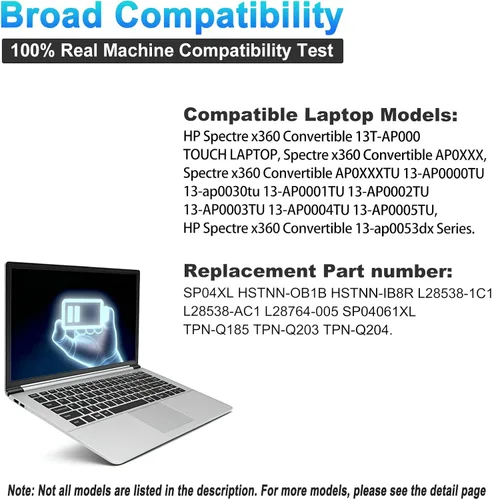 Vista 5 de SP04XL L28764-005 - Batería de repuesto para HP Spectre X360 Convertible 13-AP000 13T-AP000 13-AP0053DX 13-AP0013DX 13-AP0013DX 13-AP0045NR