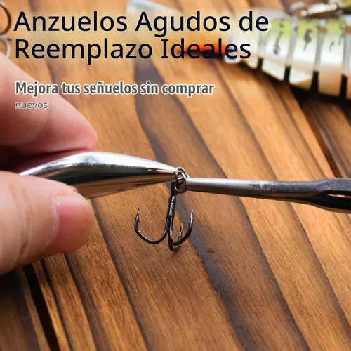 Vista 6 de FishTrip 25Pcs Treble Hooks, Replacement Hook for Fishing Lures 1 alambre fino