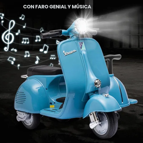 Vista 6 de Vespa - Juguete de motocicleta con licencia para niños, 2 asientos, 3 Azul