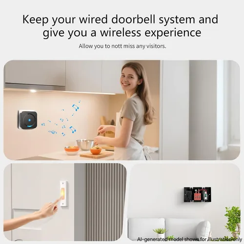 Vista 3 de Extensor de timbre inalámbrico para Google Nest Doorbell (cableado, 2ª generación) Extensor de timbre con receptor conectado al timbre de puerta
