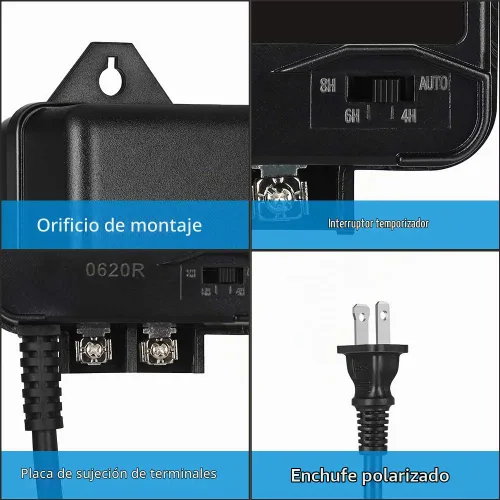Vista 8 de DEWENWILS Transformador de paisaje de bajo voltaje de 60 W con sensor de fotocélula, transformador de bajo voltaje de 120 V CA a 12 V CA