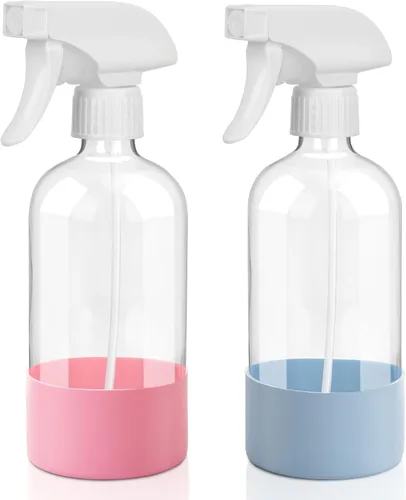 Vista 9 de UUJOLY Botella pulverizadora de plástico de 17 onzas, botellas de spray vacías, recipiente transparente recargable para agua, aceites esenciales