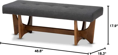 Vista 9 de Baxton Studio Bancos, talla única, gris oscuro/nogal Gris oscuro/marrón nogal