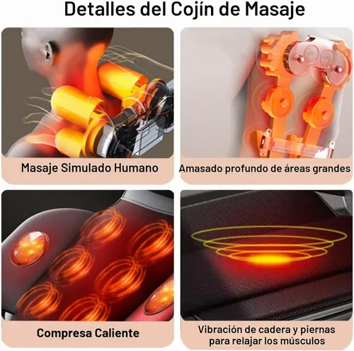 Vista 15 de Masajeador de espalda Shiatsu con calor, cojín de masaje eléctrico para el cuerpo Negro