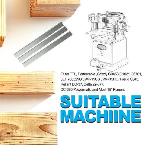 Vista 6 de Cuchillos cepilladores de 13-1/8 pulgadas para Delta RC-33, DC-33 Rockwell Jointer Planer 13-1/8" x 1" x 1/8" 3pcs