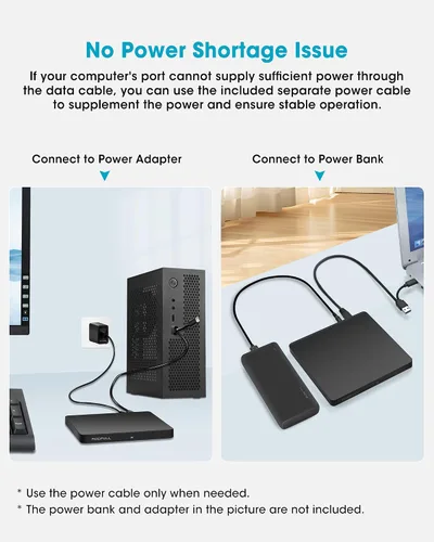 Vista 9 de ROOFULL Unidad externa de CD/DVD USB 3.0 y USB-C, ultrafina de 0.5 pulgadas, reproductor de CD y DVD de alta velocidad, grabador para computadora