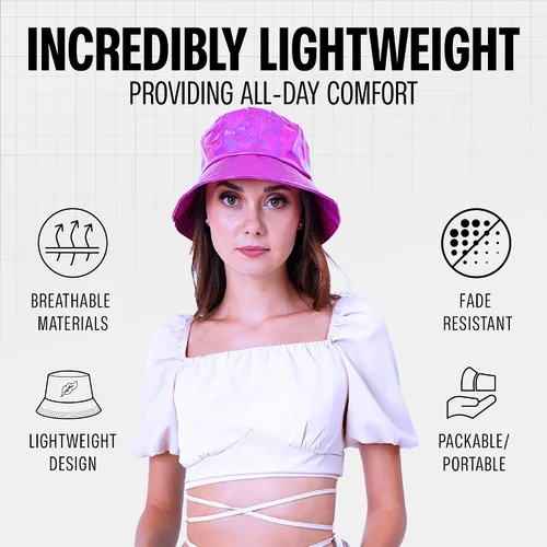 Vista 6 de Sombrero de pescador Rave para mujeres y hombres Lindos sombreros de pescador Sombrero de festival ajustable 50+ protección SPF accesorios rave