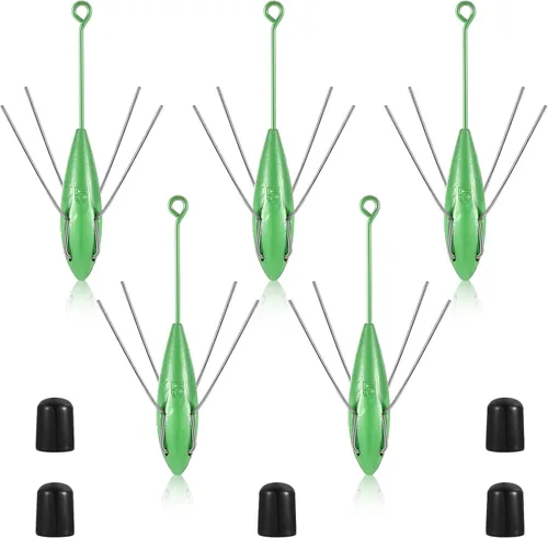 Vista 9 de Libima Sputnik Sinker - Pesas de araña de cola larga Sputnik para pesca de pez gato, pesca de mar, arena, océano, playa, verde