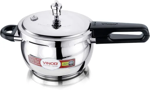 Vista 10 de Vinod V-2L Olla a presión de acero inoxidable con fondo sándwich, 2 litros, plateado, mediano
