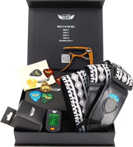 Vista 13 de Stage Rocker Guitar Accessories Gift Box for Acoustic and Electric Guitars, 5-in-1 Essential Gift