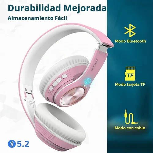 Vista 5 de Riwbox TX8 - Auriculares Bluetooth para colocar sobre la oreja, estéreo de alta fidelidad, con control táctil y micrófono, orejeras suaves