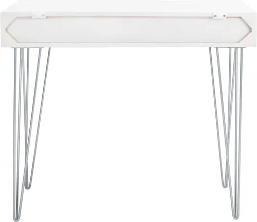 Vista 8 de SAFAVIEH Home Office Collection Caléndula Blanco Lavado y Plata 1 cajón Horquilla Escritorio