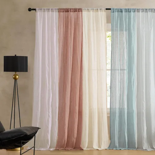 Vista 9 de French Connection - Cortina para ventana, juego de 2 paneles, semitransparente, decoración moderna del hogar, cortinas para sala de estar, comedor