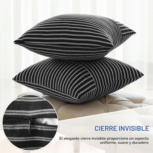 Vista 7 de OTOSTAR Paquete de 2 fundas de almohada a rayas con retazos de estilo campestre, fundas de cojín modernas para decoración del hogar, fundas