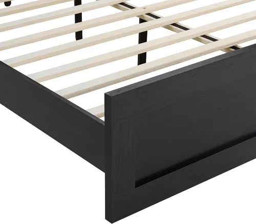 Vista 12 de KISLOT - Marco de cama de madera tamaño matrimonial con cabecera y estribo, base de colchón de plataforma de madera, muebles de dormitorio