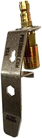 Vista 3 de PNEU1 Gancho universal para herramientas neumáticas de cambio rápido de acero inoxidable con acoplador I M de 1/4" y perfil de enchufe