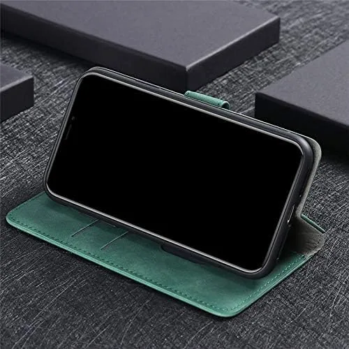 Vista 5 de Compatible con Google Pixel 6A, cubierta trasera magnética de piel, plegable, con ranura para tarjetero, para Google Pixel 6A