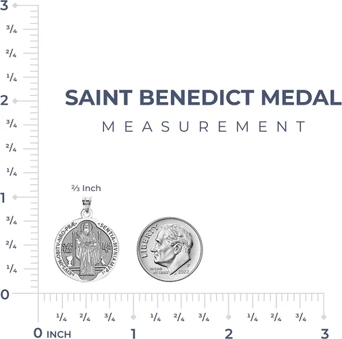 Vista 4 de PicturesOnGoldcom Medalla religiosa de San Benito en plata de ley oro de 10 quilates o 14 quilates