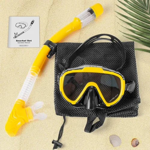 Vista 7 de Snorkeling Gear for Adults, Dry Top Snorkel Set with Panoramic Anti-Leak and Anti-Fog Tempered Glass Lens, Adjustable Snorkeling Set for Scuba