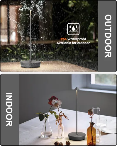 Vista 5 de Lámparas de mesa inalámbricas recargables, 6000 mAh, funciona con pilas, lámpara de escritorio LED para exteriores, impermeable, portátil, táctil