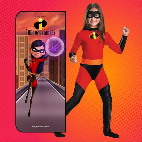 Vista 2 de Disfraz de Violeta increíble para niños, L, Rojo