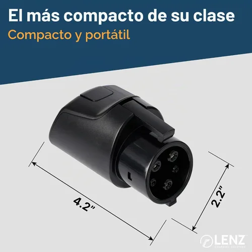 Vista 4 de LENZ Adaptador de carga Tesla a J1772 (solo para J1772 EVs) Gen 2 EV, máximo 80 amperios, 240 V, diseño ultracompacto, compatible con cargadores